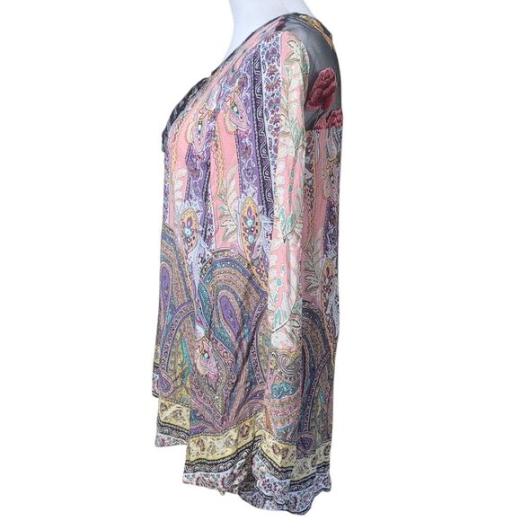 Aratta Silent Journey Bohemian Paisley Power Floral Embroidered Flowy Tunic Med - Picture 3 of 13